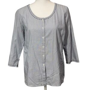 Basic Editions Women's Striped Button Up Blouse | Size Small